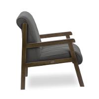 Poltrona Decorativa Sala Base De Madeira Kit 2 Daline Bouclê Cinza Escuro E03 - D'rossi - 6