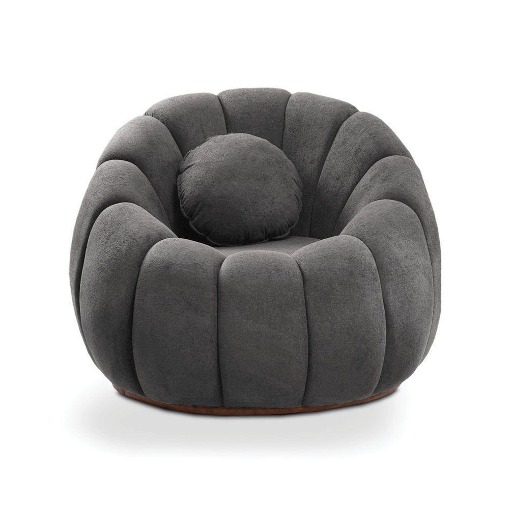 Poltrona E Puff Decorativo Orgânico Fixo Cloud Bouclê Cinza Escuro E03 - D'rossi - 6