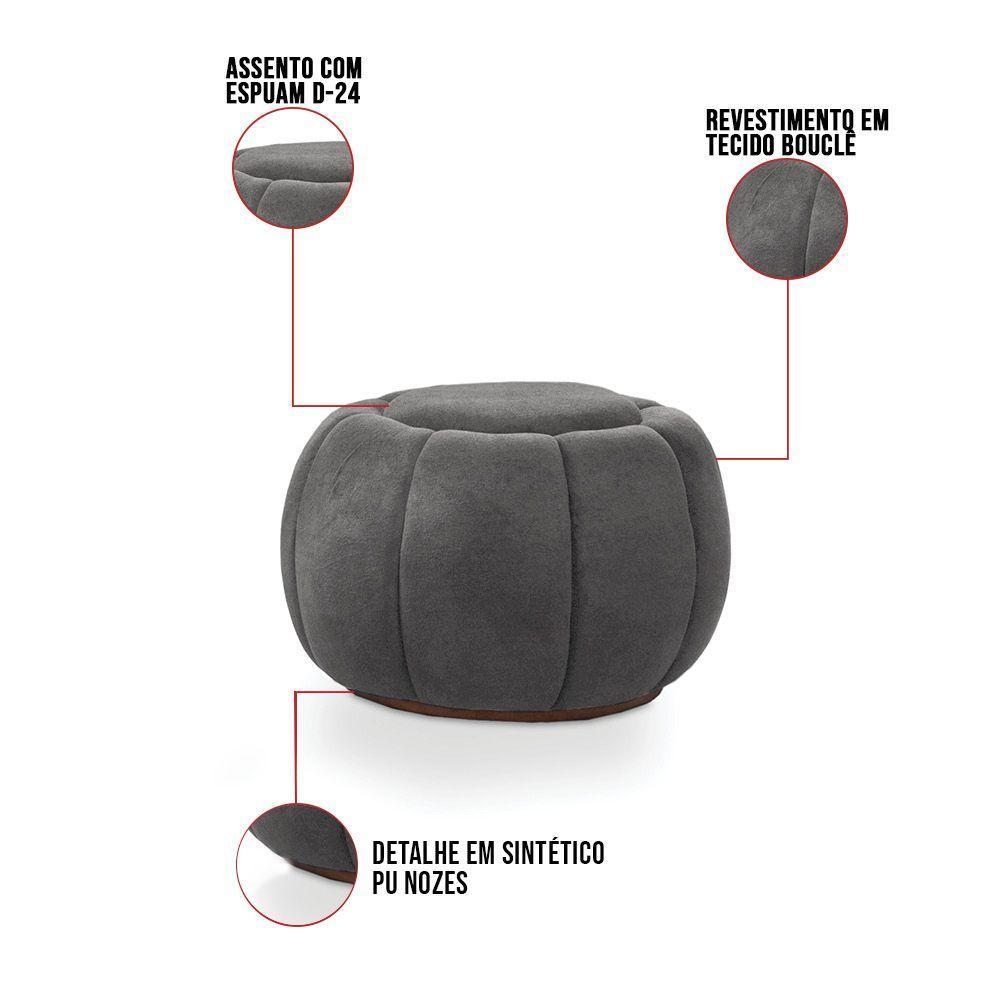 Poltrona E Puff Decorativo Orgânico Fixo Cloud Bouclê Cinza Escuro E03 - D'rossi - 10