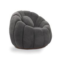 Poltrona E Puff Decorativo Orgânico Fixo Cloud Bouclê Cinza Escuro E03 - D'rossi - 9