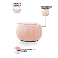 Puff Redondo Orgânico Para Sala Cloud Bouclê E03 - D'rossi Cor Rose - 2