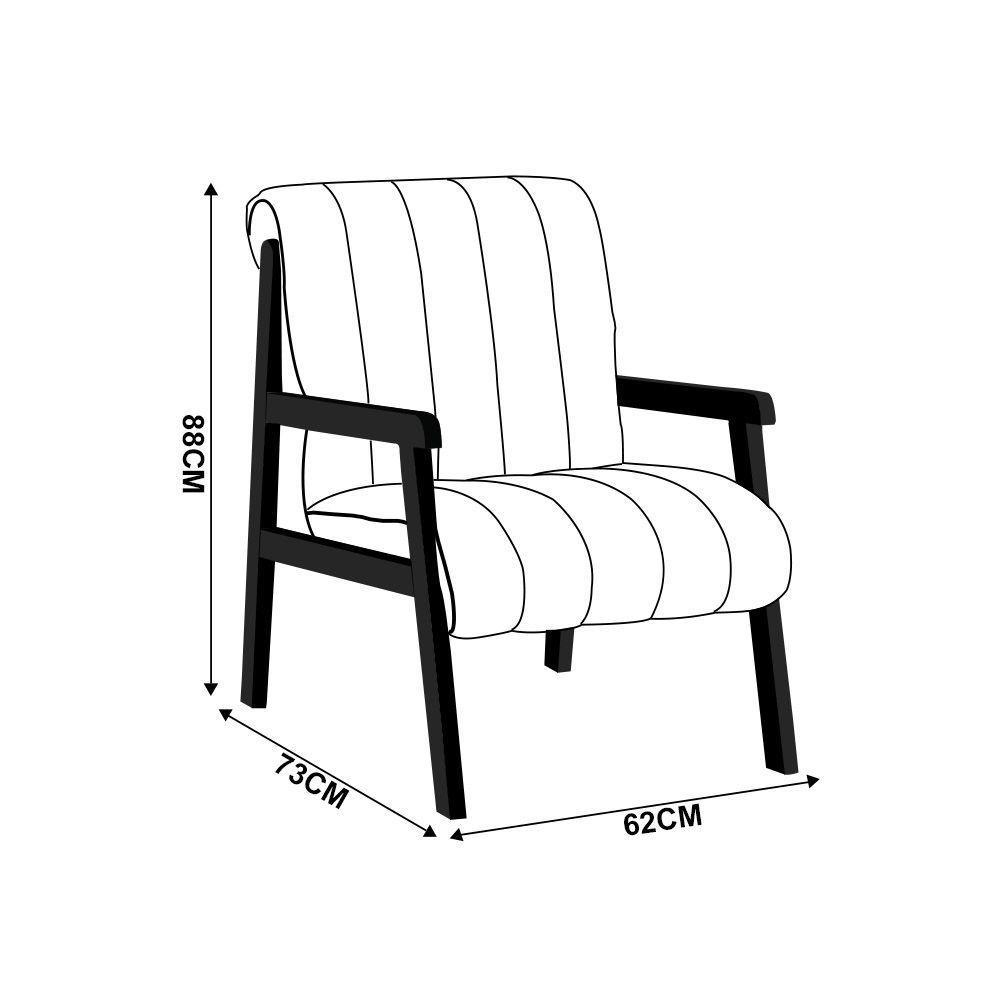 Poltrona Decorativa Sala Base De Madeira Kit 2 Daline Bouclê Marrom E03 - D'rossi - 8
