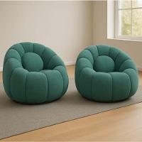 Kit 02 Poltronas Decorativa Orgânica Para Sala Cloud Bouclê Azul Turquesa E03 - D'rossi - 1