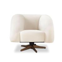 Poltrona Giratória Orgânica Com Balanço Tana Bouclê Bege E03 - D'rossi