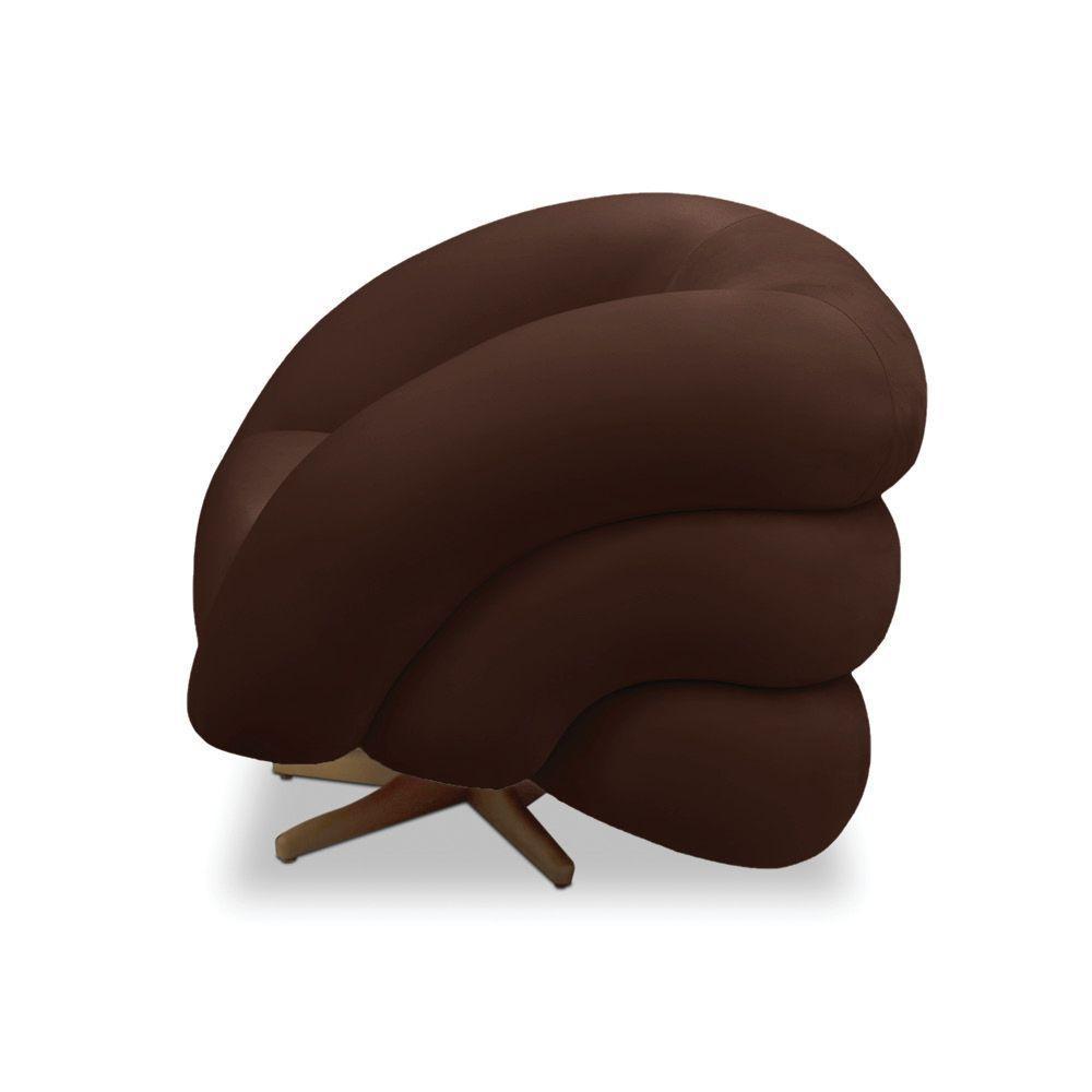 Poltrona Giratória Orgânica Com Balanço Kit 2 Tana Bouclê Marrom E03 - D'rossi - 5