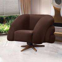 Poltrona Giratória Orgânica Com Balanço Kit 2 Tana Bouclê Marrom E03 - D'rossi - 6