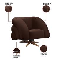 Poltrona Giratória Orgânica Com Balanço Kit 2 Tana Bouclê Marrom E03 - D'rossi - 7