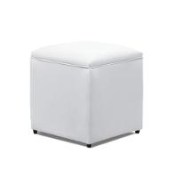 Puff Decorativo Quadrado Para Sala Lígia Sintético Branco E03 - D'rossi - 2