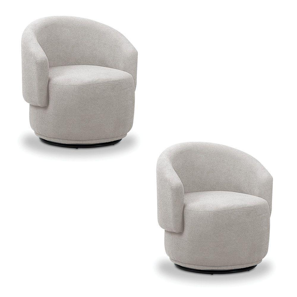 Poltrona Decorativa Orgânica Kit 2 Névoa Bouclê Cinza Claro E03 - D'rossi - 2