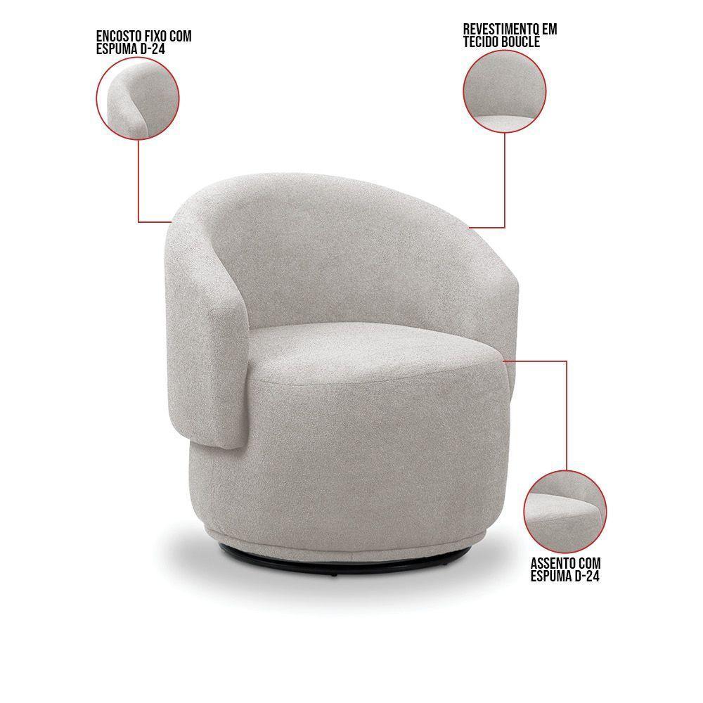 Poltrona Decorativa Orgânica Kit 2 Névoa Bouclê Cinza Claro E03 - D'rossi - 3