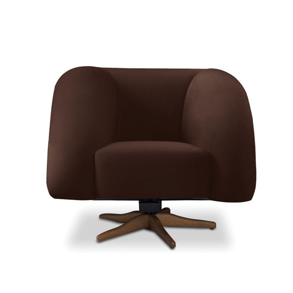 Poltrona Giratória Orgânica Com Balanço Tana Bouclê Marrom E03 - D'rossi - 5