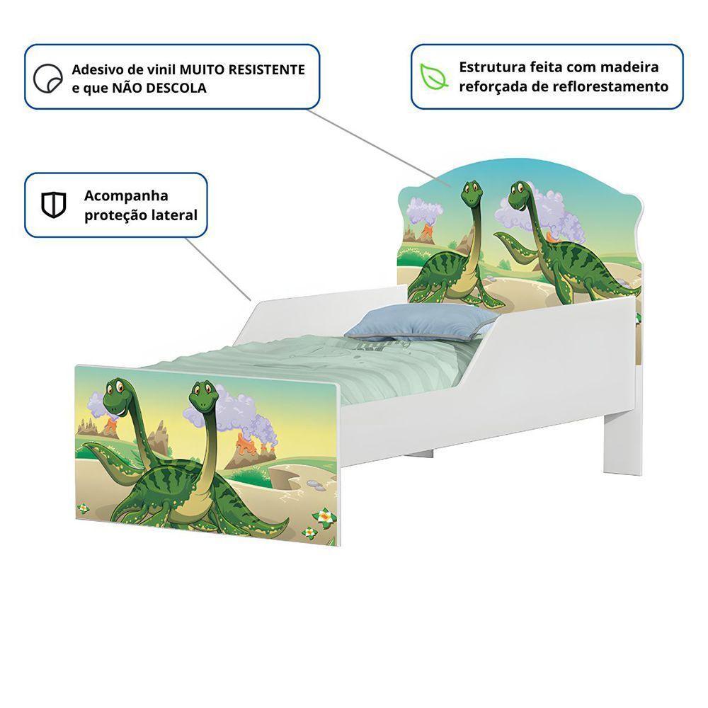 Mini Cama Infantil 153,2x79cm Com Proteção Lateral Personagens Dinossauro K02 - D'rossi - 3