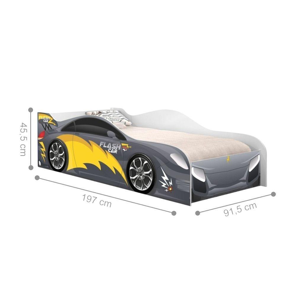 Cama Solteiro Infantil 197x91,5cm Para Quarto Personagens K02 - D'rossi Cor Carro Chumbo - 4