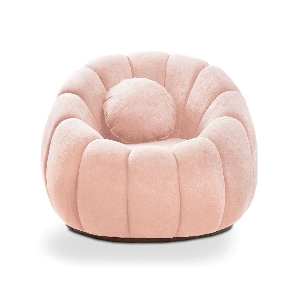 Kit 02 Poltronas Decorativa Orgânica Para Sala Cloud Bouclê Rosê E03 - D'rossi - 5