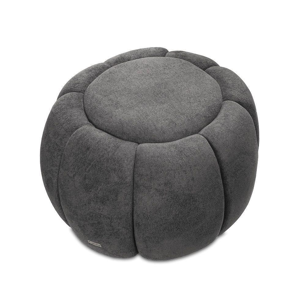 Puff Redondo Orgânico Para Sala Cloud Bouclê Cinza Escuro E03 - D'rossi - 5
