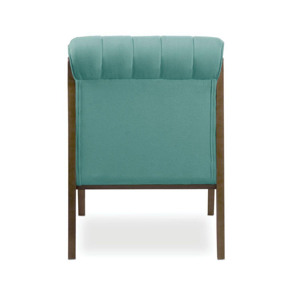 Poltrona Decorativa Sala Base De Madeira Kit 2 Daline Bouclê Azul Turquesa E03 - D'rossi - 4