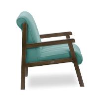 Poltrona Decorativa Sala Base De Madeira Kit 2 Daline Bouclê Azul Turquesa E03 - D'rossi - 2