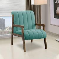 Poltrona Decorativa Sala Base De Madeira Kit 2 Daline Bouclê Azul Turquesa E03 - D'rossi - 5