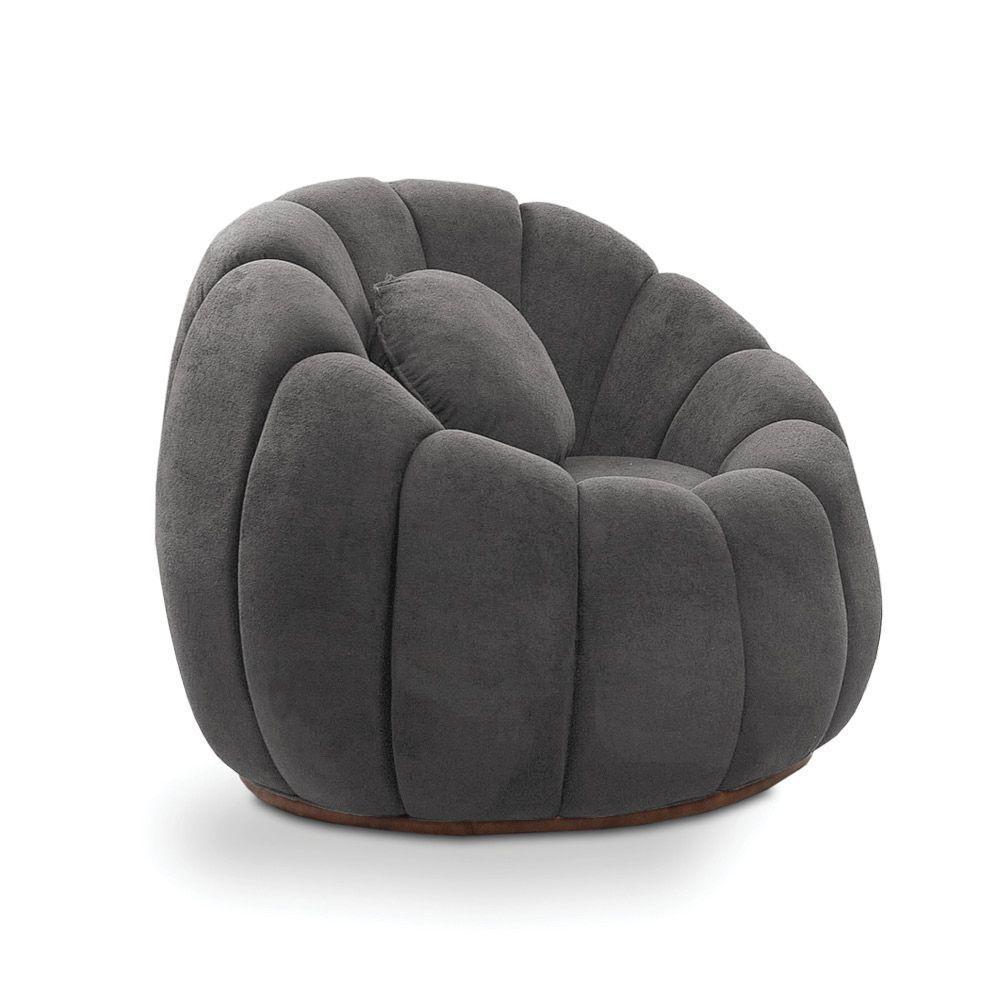 Kit 02 Poltronas Decorativa Orgânica Para Sala Cloud Bouclê Cinza Escuro E03 - D'rossi - 3