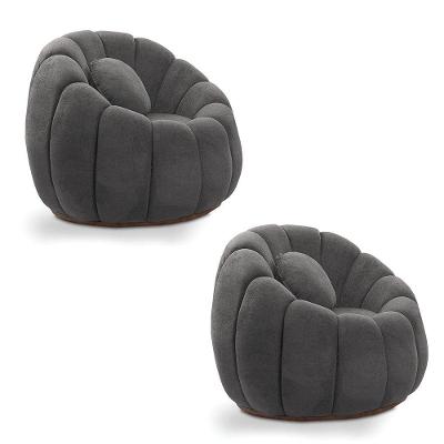 Kit 02 Poltronas Decorativa Orgânica Para Sala Cloud Bouclê Cinza Escuro E03 - D'rossi