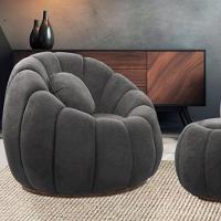 Kit 02 Poltronas Decorativa Orgânica Para Sala Cloud Bouclê Cinza Escuro E03 - D'rossi - 5