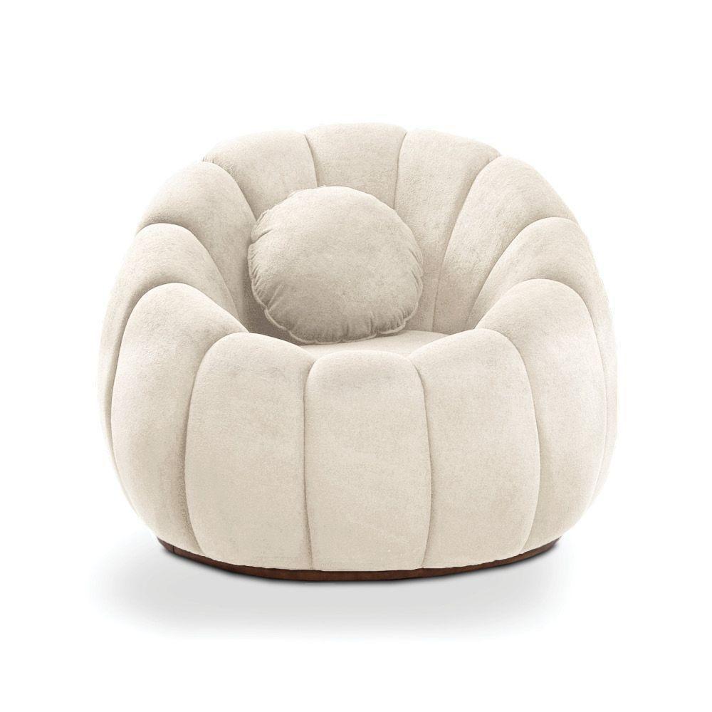 Poltrona E Puff Decorativo Orgânico Fixo Cloud Bouclê Bege E03 - D'rossi - 7