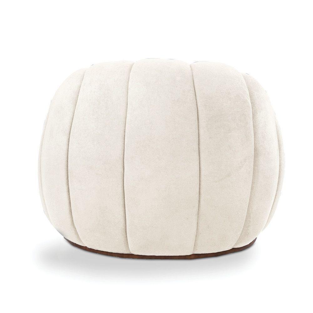 Poltrona E Puff Decorativo Orgânico Fixo Cloud Bouclê Bege E03 - D'rossi - 9