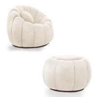 Poltrona E Puff Decorativo Orgânico Fixo Cloud Bouclê Bege E03 - D'rossi - 2