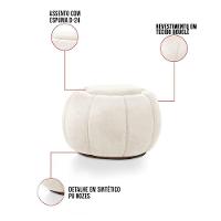 Poltrona E Puff Decorativo Orgânico Fixo Cloud Bouclê Bege E03 - D'rossi