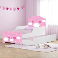 Mini Cama Infantil Com Cama Auxiliar 153x79cm Personagens K02 - D'rossi Cor Nuvem Menina - 1