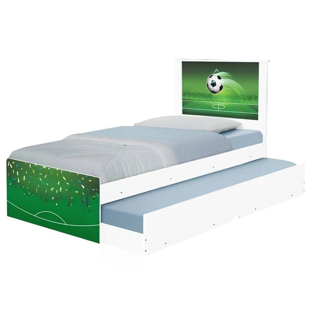 Cama Solteiro Infantil Com Cama Auxiliar 195x96cm Personagens K02 - D'rossi Cor Copa Futebol - 2