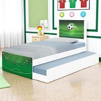 Cama Solteiro Infantil Com Cama Auxiliar 195x96cm Personagens K02 - D'rossi Cor Copa Futebol - 1