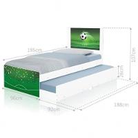 Cama Solteiro Infantil Com Cama Auxiliar 195x96cm Personagens K02 - D'rossi Cor Copa Futebol