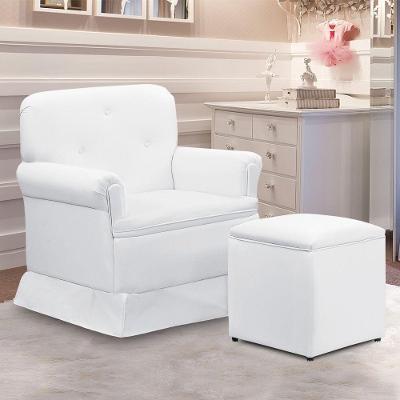 Poltrona De Amamentação Base Balanço E Puff Lígia Sintético E03 - D'rossi Cor Branco