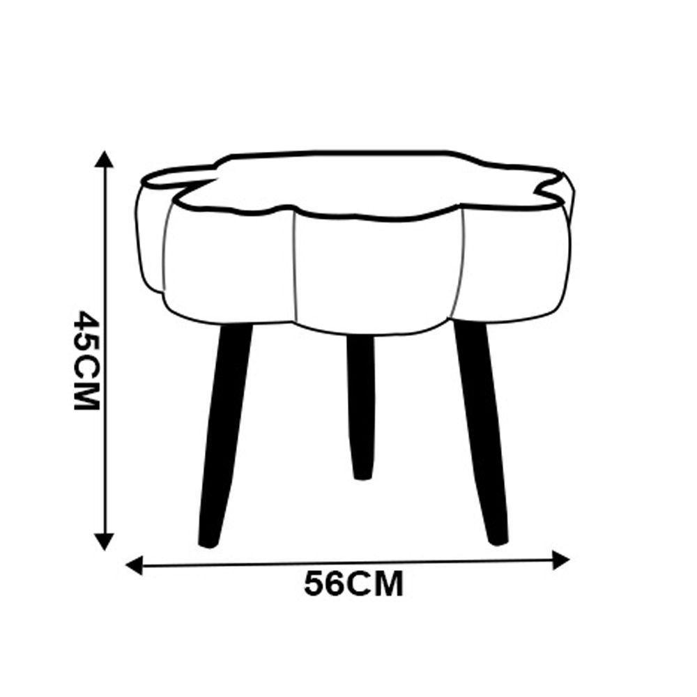 Puff Decorativo Pé Palito De Madeira Sala Flower Linho Cinza E03 - D'rossi - 3