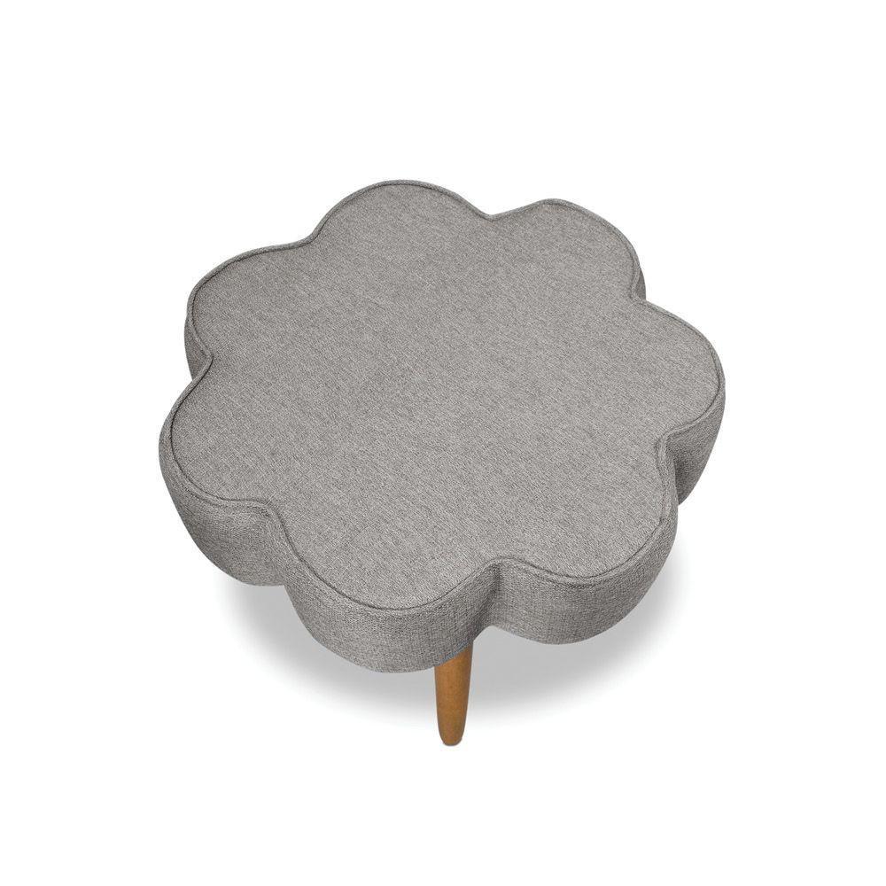 Puff Decorativo Pé Palito De Madeira Sala Flower Linho Cinza E03 - D'rossi - 4