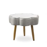 Puff Decorativo Pé Palito De Madeira Sala Flower Linho Cinza E03 - D'rossi - 1