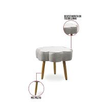 Puff Decorativo Pé Palito De Madeira Sala Flower Linho Cinza E03 - D'rossi - 2