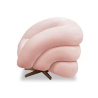 Poltrona Giratória Orgânica Com Balanço Tana Bouclê Rosê E03 - D'rossi - 2