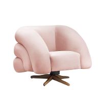 Poltrona Giratória Orgânica Com Balanço Tana Bouclê Rosê E03 - D'rossi - 5