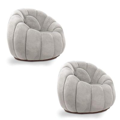 Kit 2 Poltronas Decorativas Orgânica Cloud Bouclê E03 Giratória Cinza Claro D'Rossi