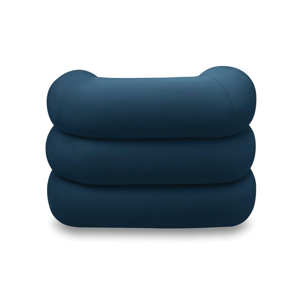 Poltrona Giratória Orgânica Com Balanço Tana Bouclê Azul Marinho E03 - D'rossi - 7