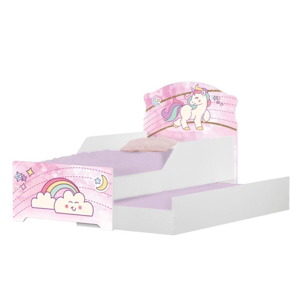 Mini Cama Infantil Com Cama Auxiliar 153x79cm Personagens K02 - D'rossi Cor Unicórnio - 3