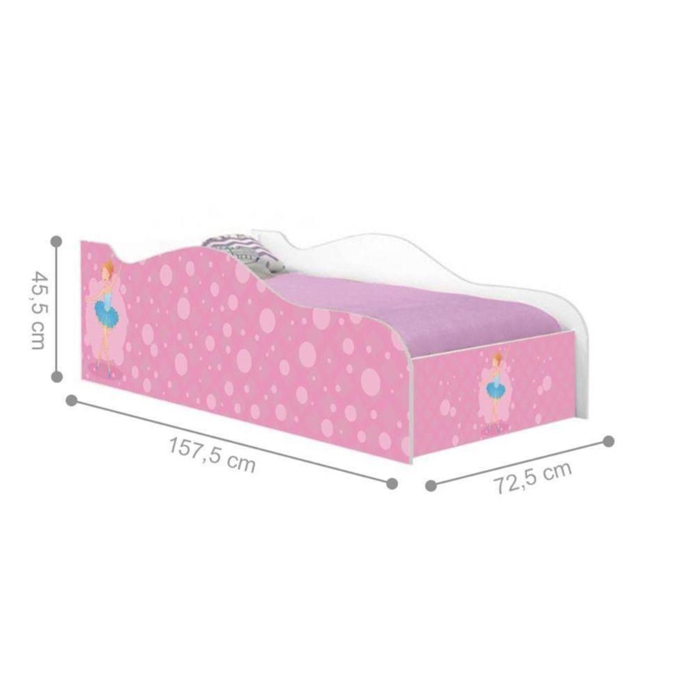 Mini Cama Infantil 157,5x72,5cm Com Proteção Lateral Personagens Bailarina K02 - D'rossi - 4