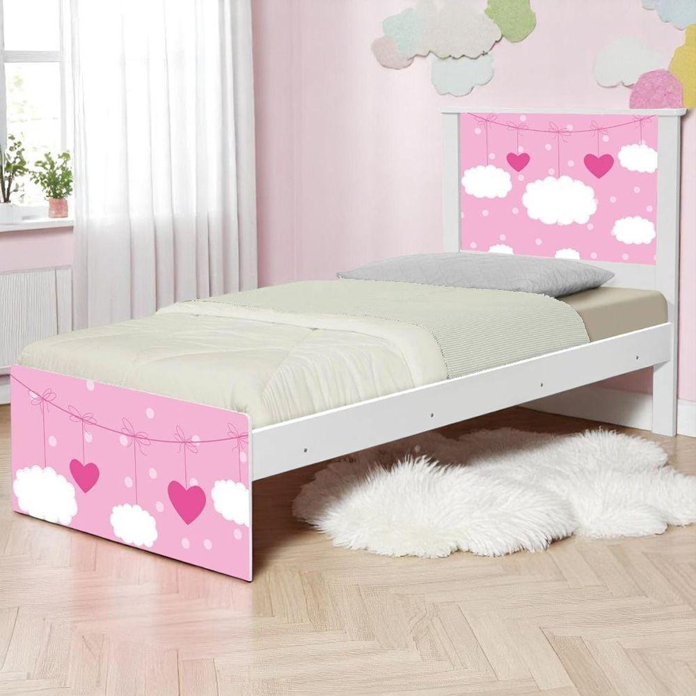 Cama Solteiro Infantil 195x96cm Para Quarto Personagens K02 - D'rossi Cor Nuvem Menina - 1