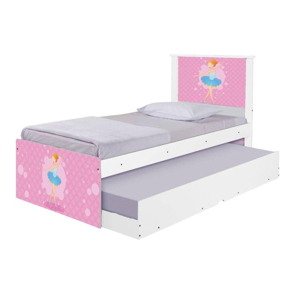 Cama Solteiro Infantil Com Cama Auxiliar 195x96cm Personagens K02 - D'rossi Cor Bailarina Clássica - 2