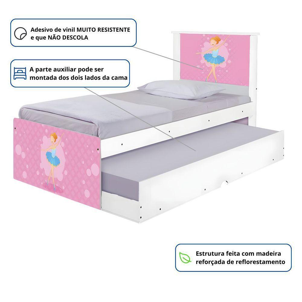 Cama Solteiro Infantil Com Cama Auxiliar 195x96cm Personagens K02 - D'rossi Cor Bailarina Clássica - 3