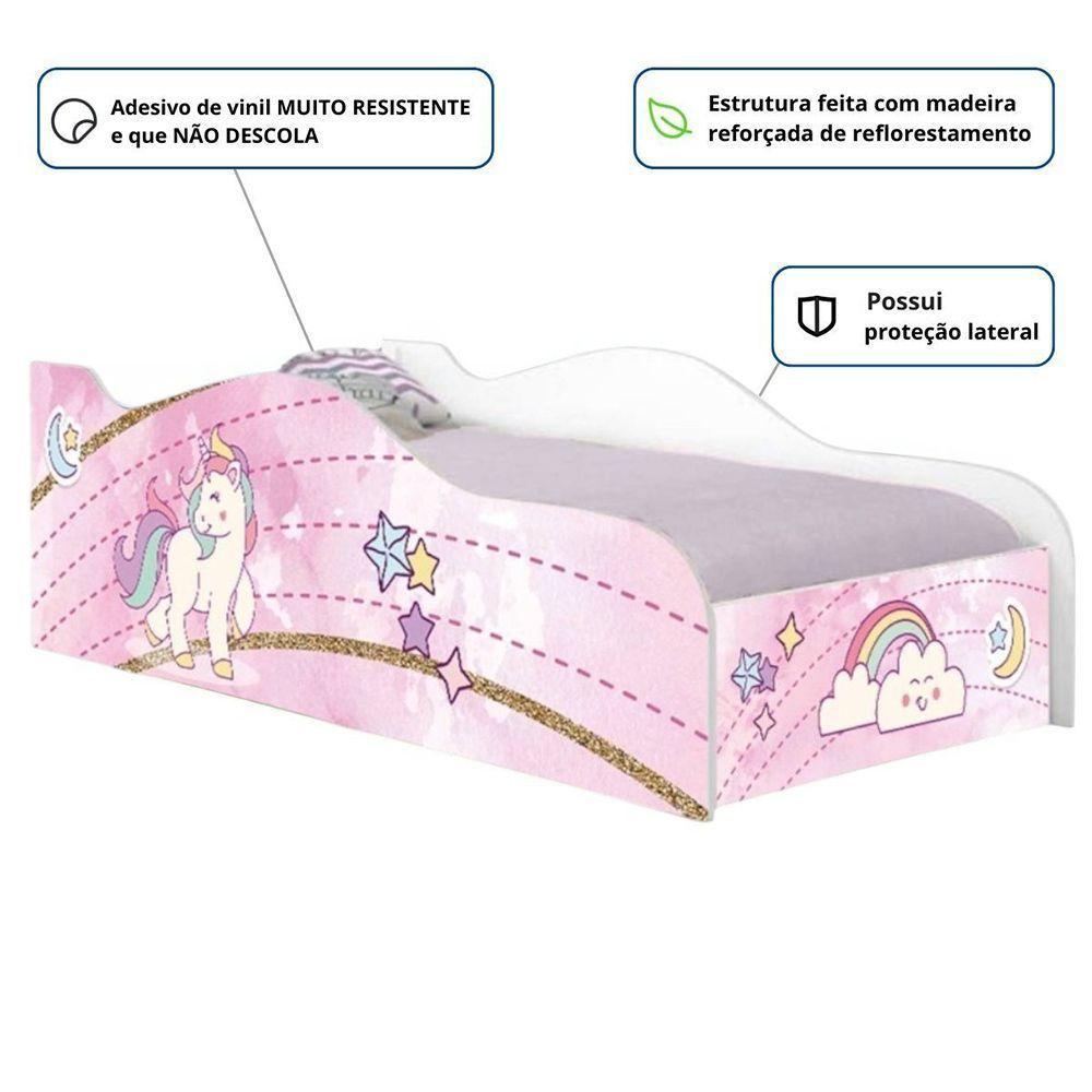 Mini Cama Infantil 157,5x72,5cm Com Proteção Lateral Personagens K02 - D'rossi Cor Unicórnio - 3
