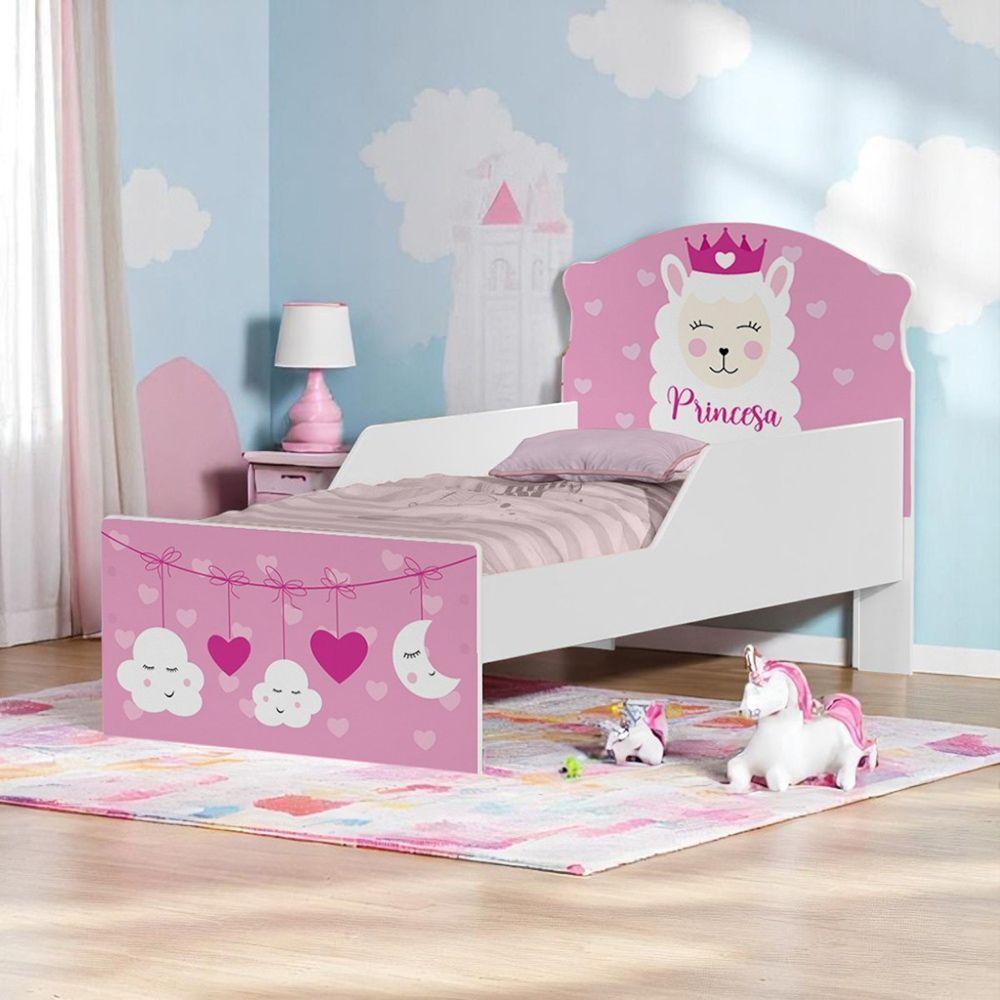 Mini Cama Infantil 153,2x79cm Com Proteção Lateral Personagens Lhama K02 - D'rossi - 1