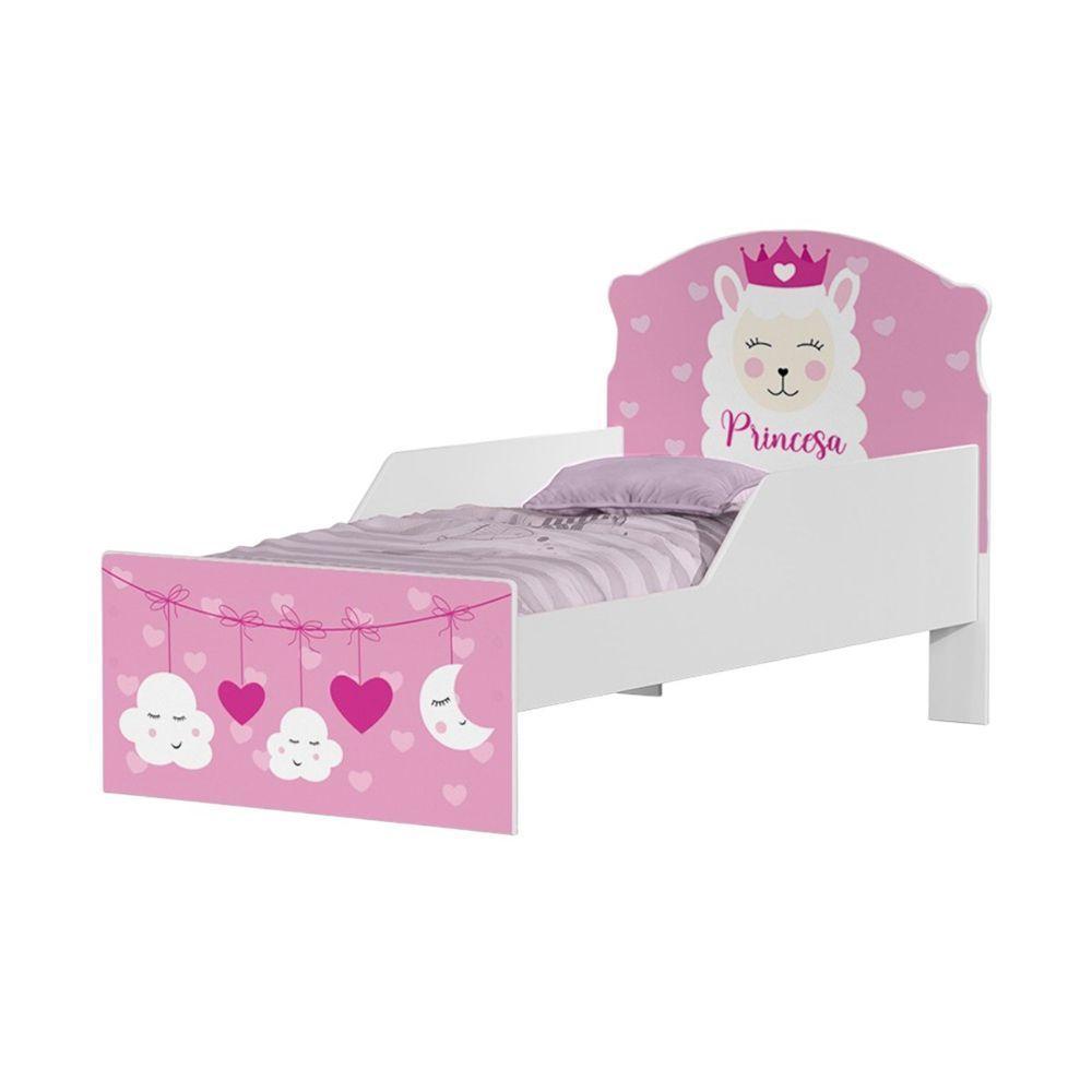 Mini Cama Infantil 153,2x79cm Com Proteção Lateral Personagens Lhama K02 - D'rossi - 2